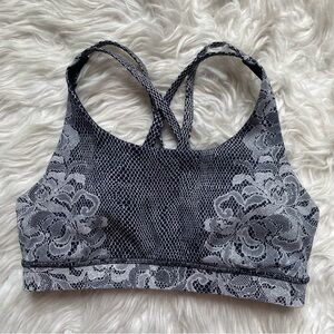 Lululemon Energy Bra (Nulux) Women’s Size 6 Florence Energy Bra 50 G White Black